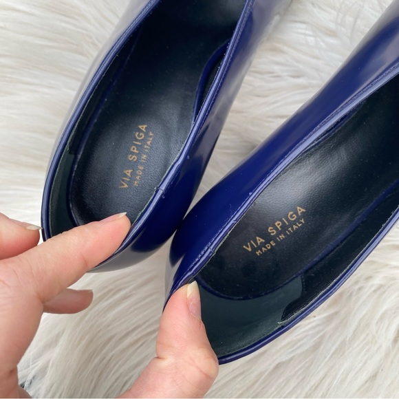 Via Spiga Women's Baran Block Heel Leather Pumps 37EU 7M US - Picture 5 of 9